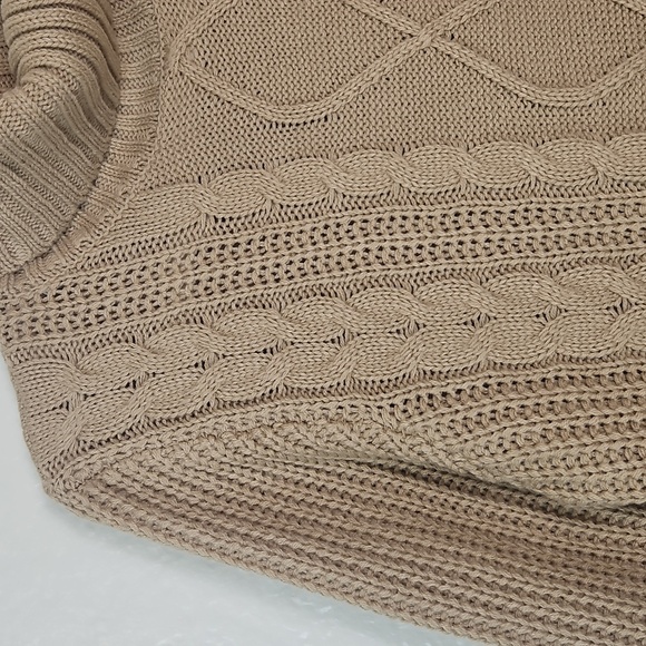 Caitlin M. Covington x Pink Lily Beige Cable Knit Turtleneck Sweater Tunic Women - Picture 4 of 10